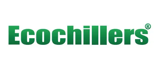 Logo de ecochillers con fondo blanco y letras verdes, marca registrada